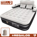[Llevá 2 Pagá 1] Colchón Portátil de Dos Plazas con Apoyo para la Cabeza, Triple Revestimiento y Antidesgarro +REGALO: Bomba de Aire Eléctrica