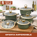 Juego de 5 Ollas de Cerámica Antiadherente con Triple Revestimiento (¡Cociná más rápido y con mucho menos desorden!)