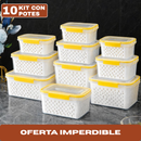 Kit con 10 Recipientes Herméticos con Escurridor Inteligente (Moderno e innovador para tu cocina)