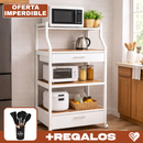 Organizador Multifuncional de Cocina de 5 Niveles en Acero Inoxidable y Madera +REGALO: Kit de Utensilios de Cocina