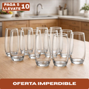[Llevá 10 Pagá 5] Vasos de Vidrio Transparente Long Drink (¡Elegancia para tu cocina!)