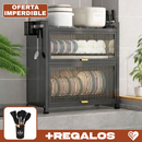 Escurridor Multifuncional Completo de Acero Inoxidable y Tapas de Vidrio +REGALO: Kit de Utensilios de Cocina