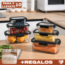 [Llevá 10, pagá 5] Frascos Herméticos de Vidrio Templado con Tapa Hermética +REGALO: 5 Vasos de Vidrio Long Drink