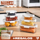 [Llevá 10, pagá 5] Frascos Herméticos de Vidrio Templado con Tapa Hermética +REGALO: 5 Vasos de Vidrio Long Drink