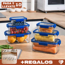 [Llevá 10, pagá 5] Frascos Herméticos de Vidrio Templado con Tapa Hermética +REGALO: 5 Vasos de Vidrio Long Drink