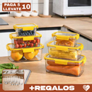 [Llevá 10, pagá 5] Frascos Herméticos de Vidrio Templado con Tapa Hermética +REGALO: 5 Vasos de Vidrio Long Drink