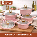 Juego de 5 Ollas de Cerámica Antiadherente con Triple Revestimiento (¡Cociná más rápido y con mucho menos desorden!)