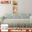 [Llevá 2 Pagá 1] Funda para Sofá Vera de Algodón y Viscosa con Estampa Elegante y Faldones Laterales +REGALO: 2 Almohadas