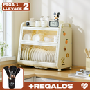 [Llevá 2 Pagá 1] Organizador de Platos MyLife en Acero Inoxidable con Vidrio Templado y Divisiones Inteligentes +REGALO: Kit de Utensilios de Cocina