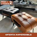 [Llevá 2 Pagá 1] Banqueta de Cuero Legítimo Acolchonada con Patas de Madera y Asa Lateral