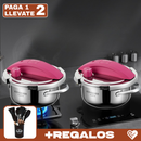 [Llevá 2 Pagá 1] Olla a Presión 2 en 1 con Triple Capa de Acero Inoxidable Antiadherente y Tapa de Vidrio +REGALO: Juego de Utensilios de Cocina