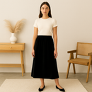 [Llevá 3 Pagá 2] Falda Midi Femenina de Chenilla y Terciopelo con Cintura Alta (¡Elegante y Minimalista!)